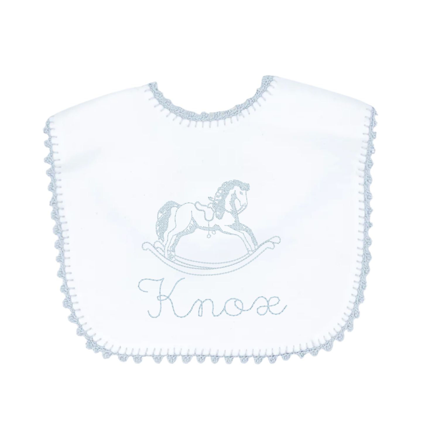 Blue Crochet Trim Bib