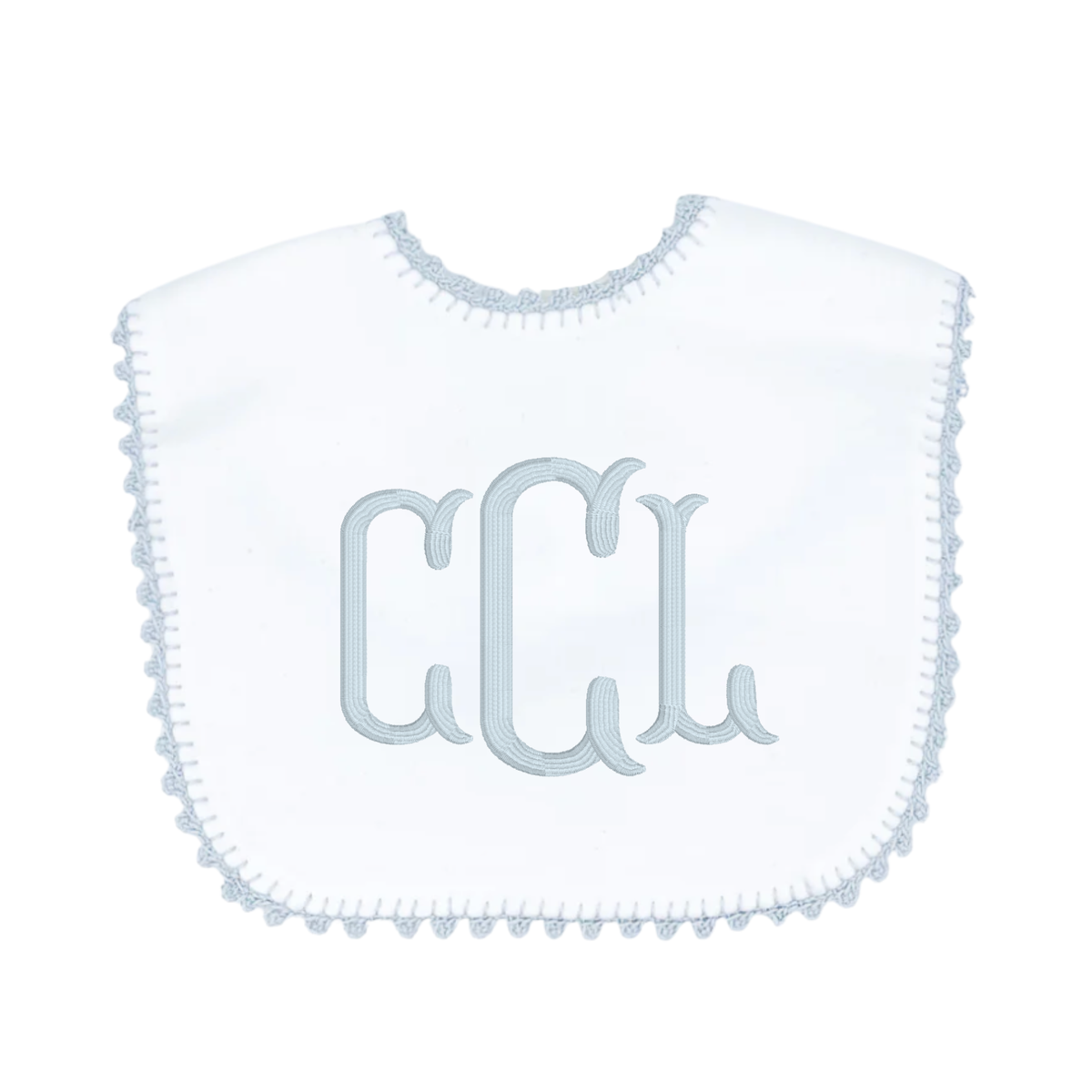 Blue Crochet Trim Bib