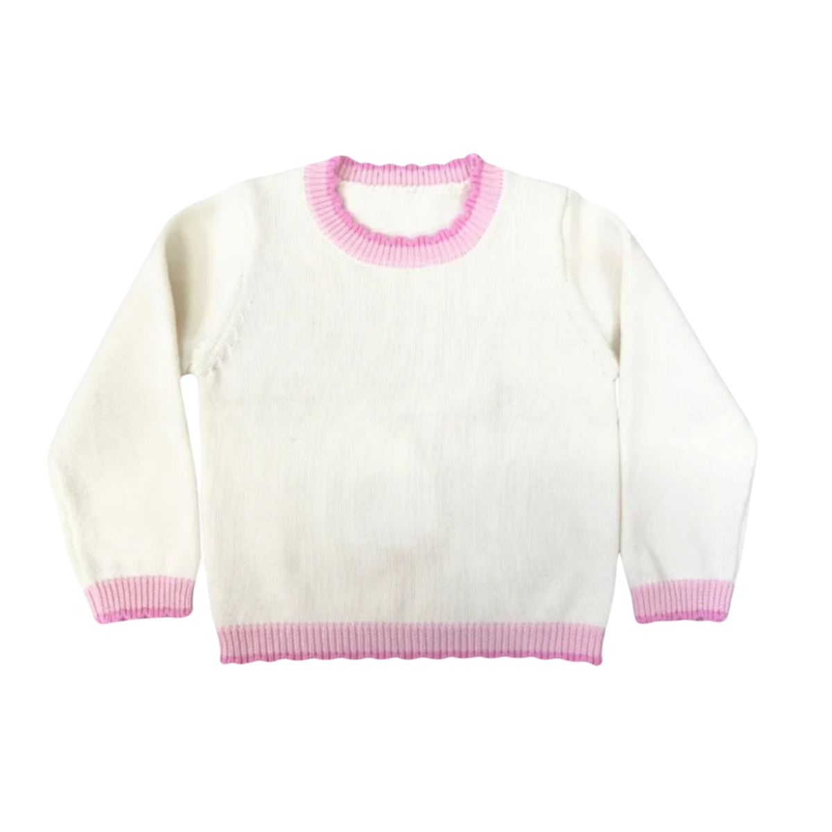 Cream and Pink Scallop Sweater