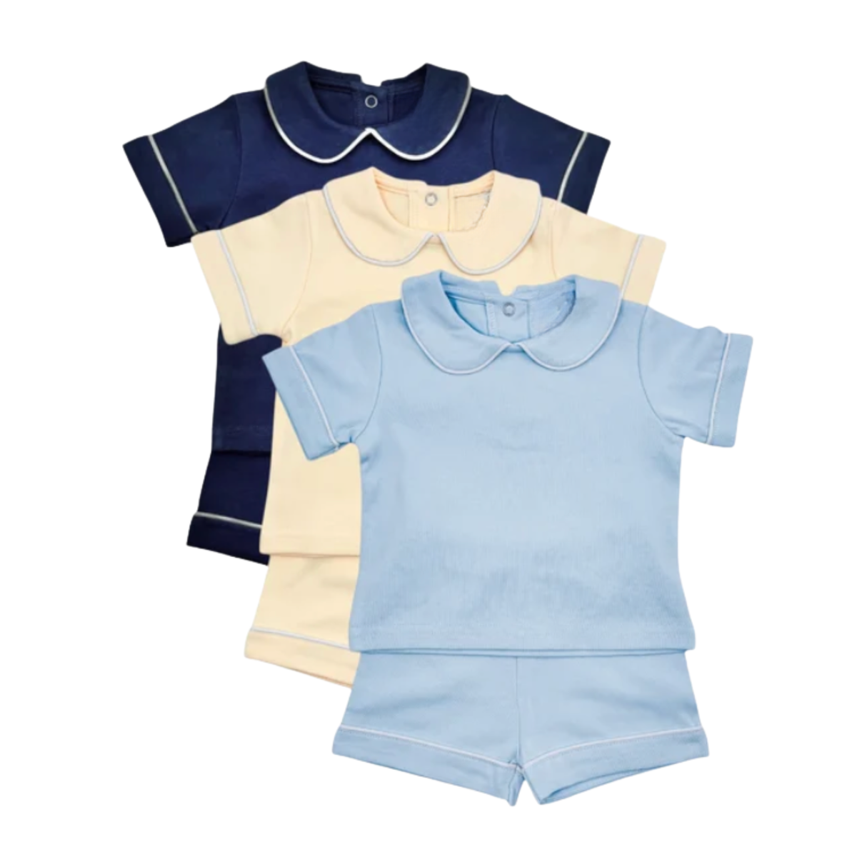 Boys Short Sleeve Piping Collar Set