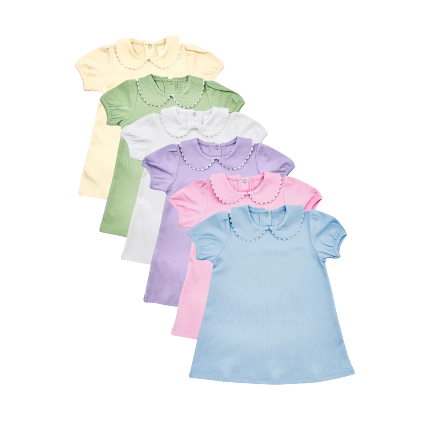 Short Sleeve Scallop Collar Dress