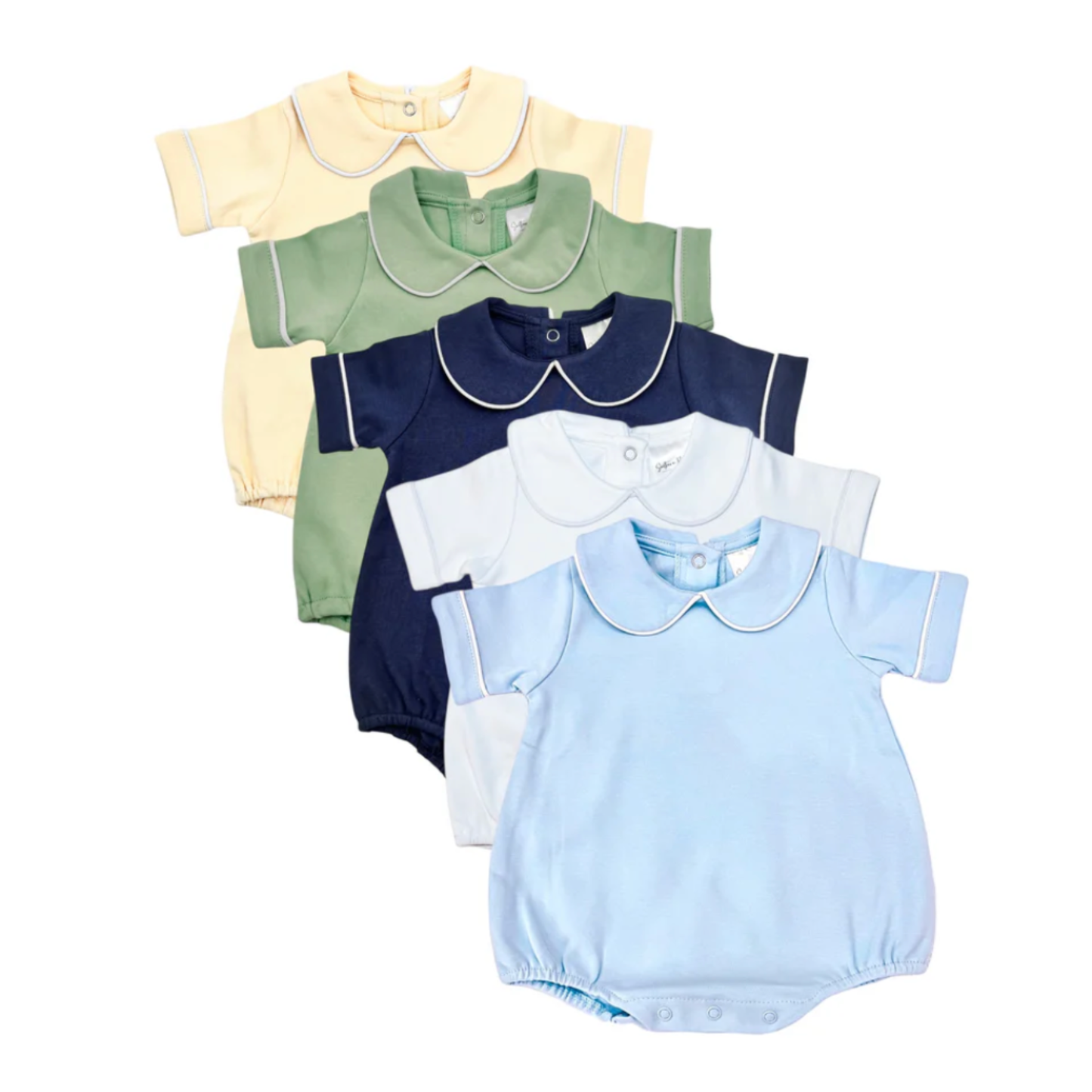 Boy's Short Sleeve Piping Collar Bubble