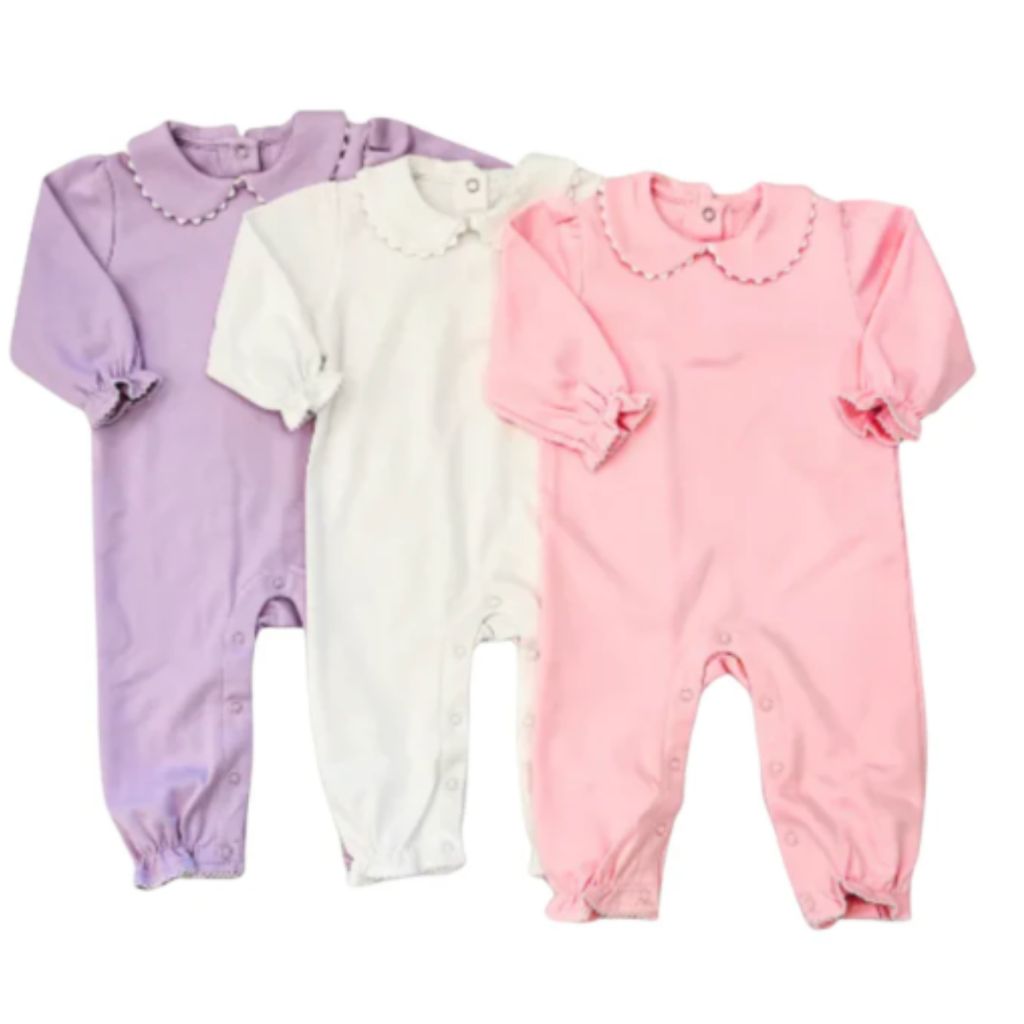 Girls Long Sleeve Scallop Collar Romper