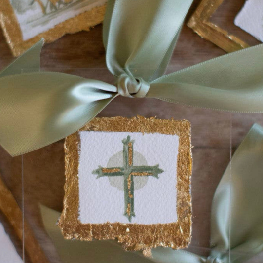 Cross Hand Painted Watercolor Acrylic Ornament