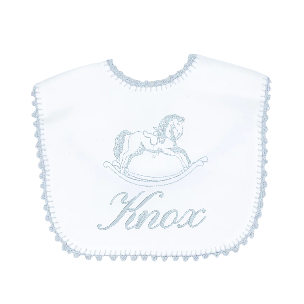 Blue Crochet Trim Bib