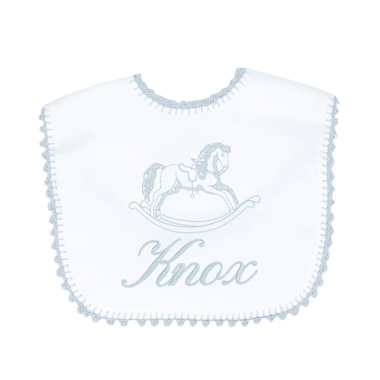 Blue Crochet Trim Bib