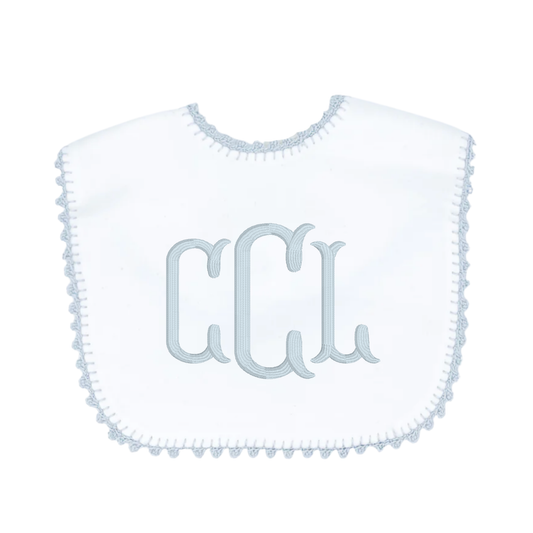 Blue Crochet Trim Bib