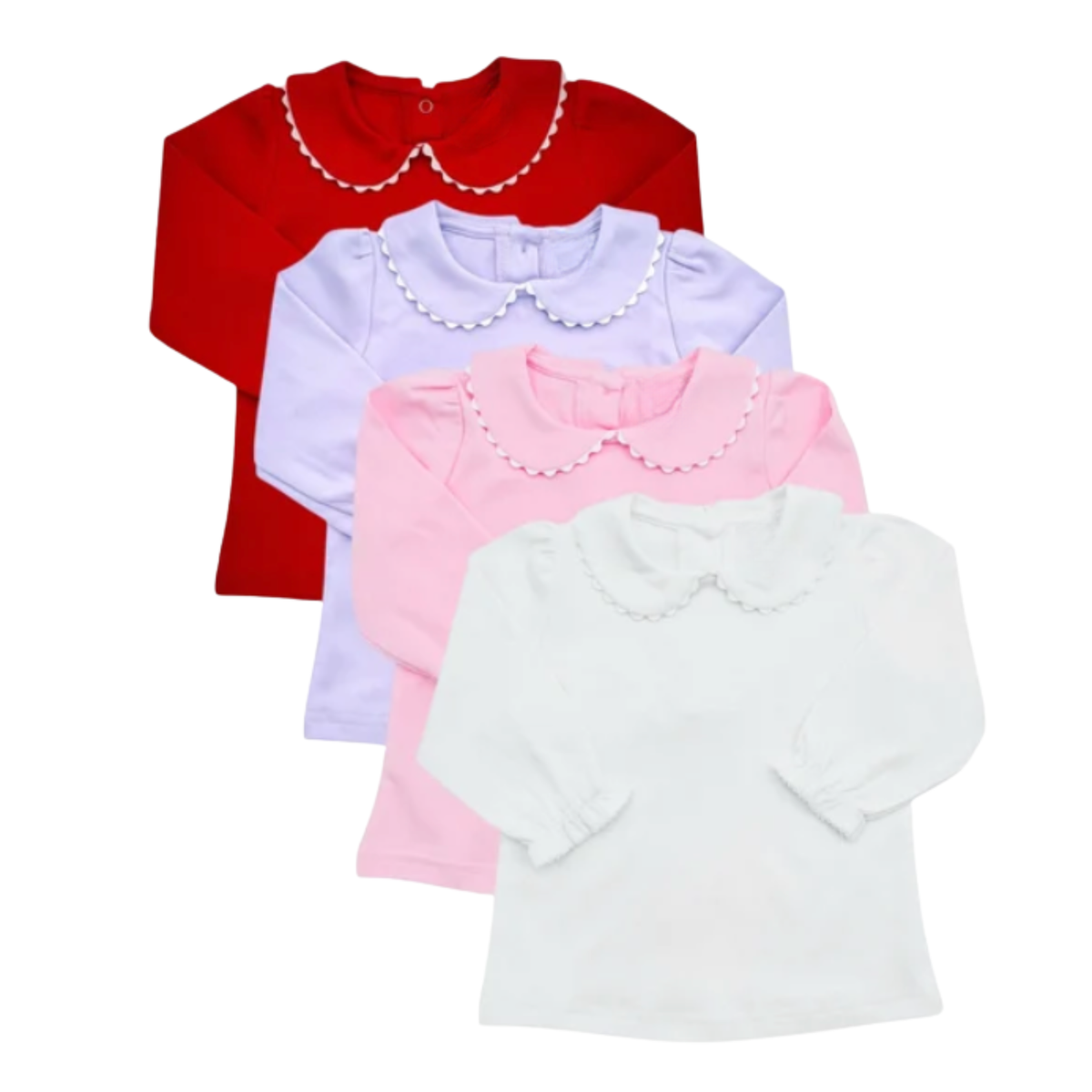 Girls Long Sleeve Scallop Collar Shirt