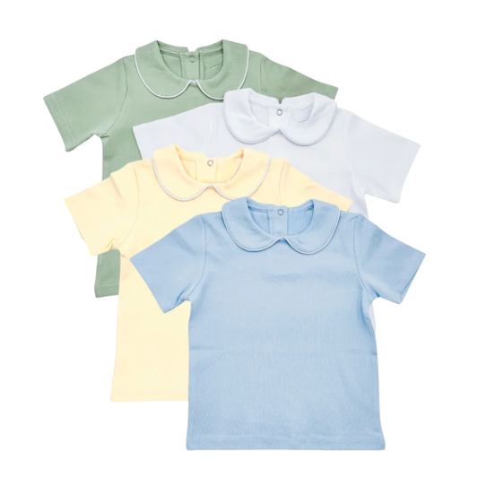 Boys Short Sleeve Piping Collar Shirt