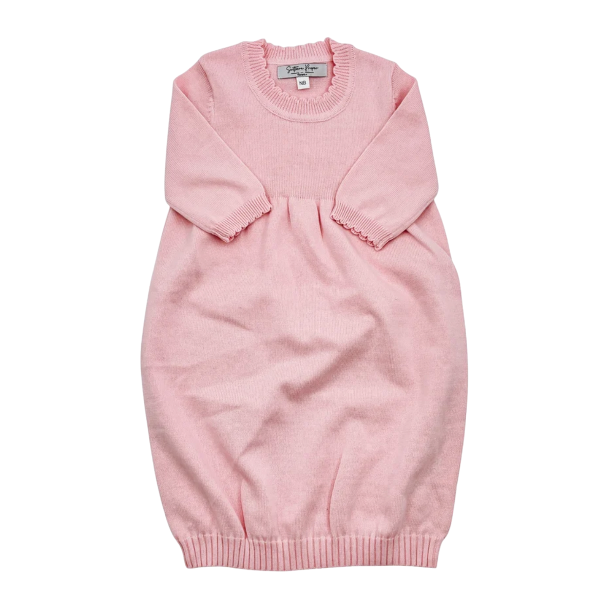 Scalloped Newborn Knit Gown