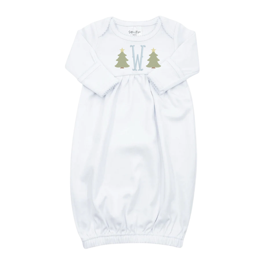 White Picot Trim Gown