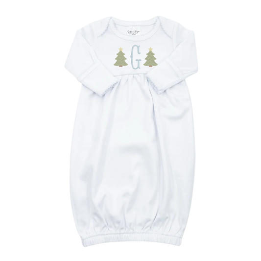 White Picot Trim Gown