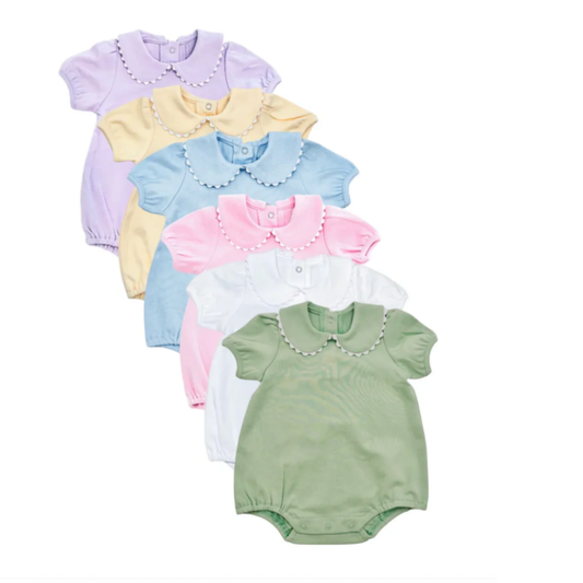 Short Sleeve Scallop Collar Bubble