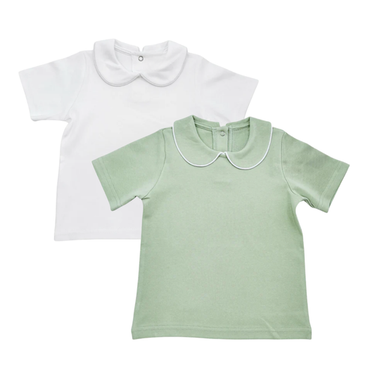 Boys Short Sleeve Piping Collar Shirt
