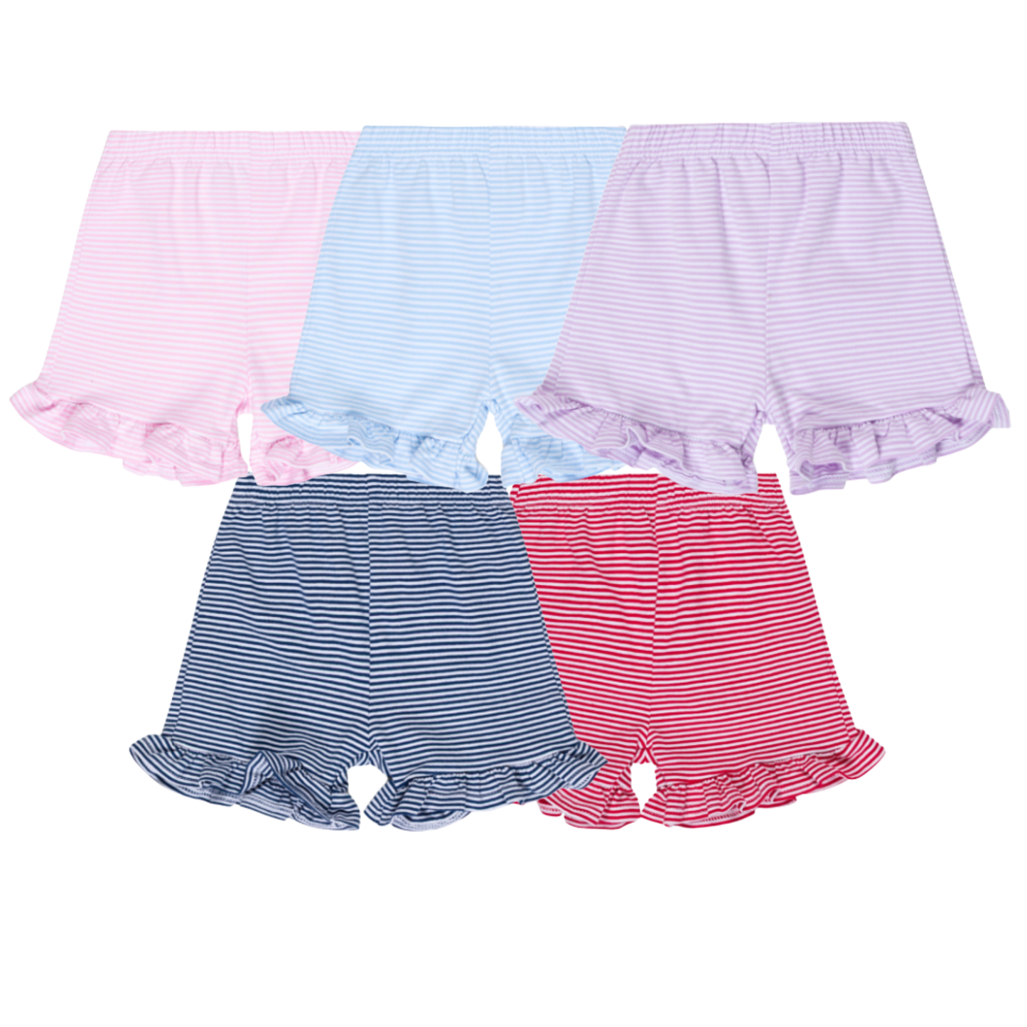 Girl's Striped Ruffle Shorts
