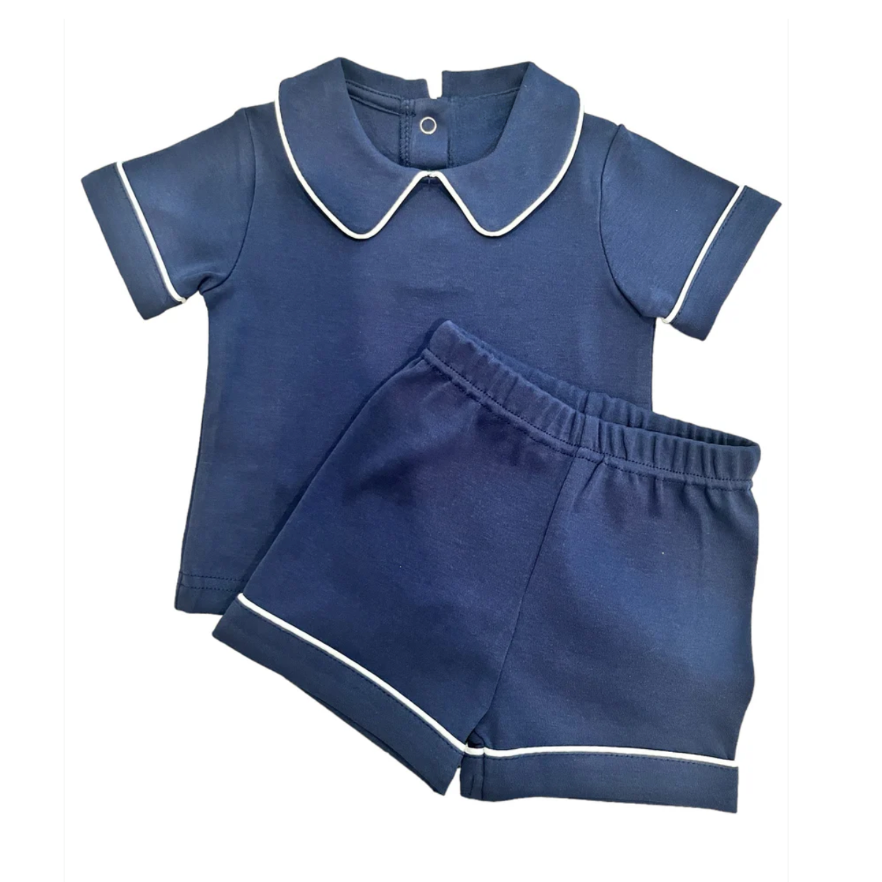 Boys Short Sleeve Piping Collar Set Southern Proper Blanks