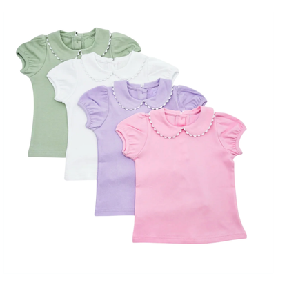 Girls Short Sleeve Scallop Collar Shirt Southern Proper Blanks