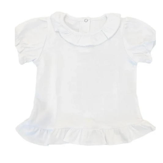 Girls Short Sleeve Ruffle Neck Shirt Southern Proper Blanks