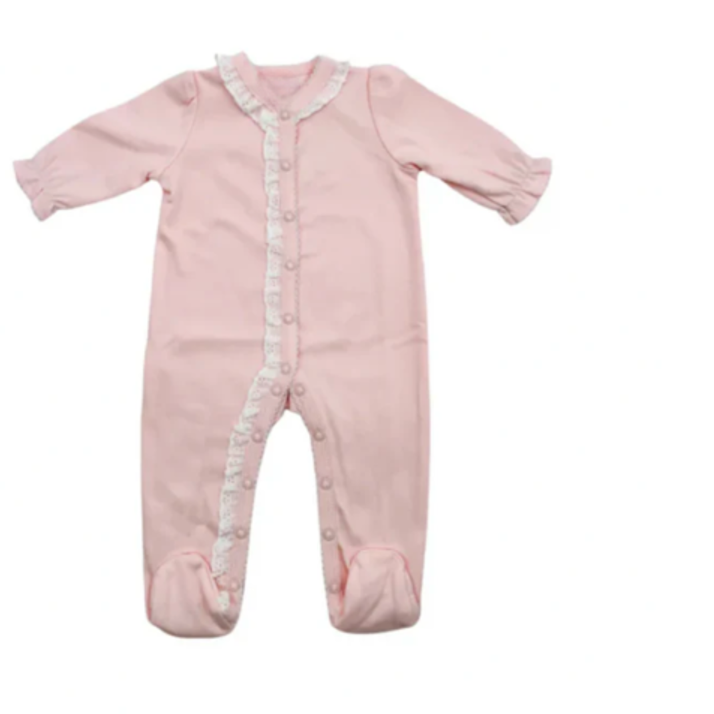 Pink Lace Trim Footie Southern Proper Blanks