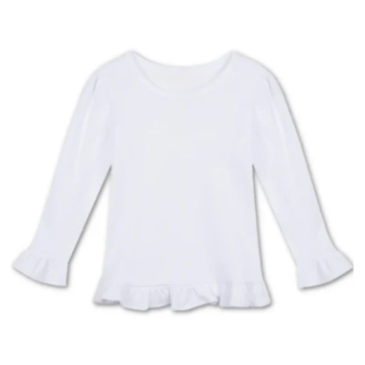 Girls Long Sleeve Ruffle T-Shirt Blanks Boutique