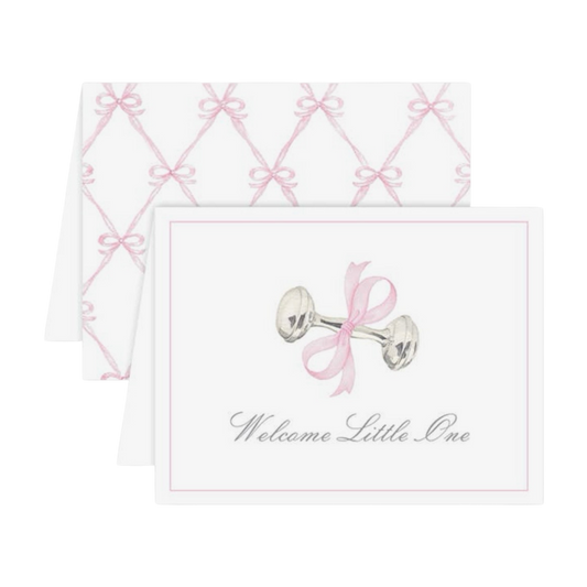 Pink Rattle and Bow Card