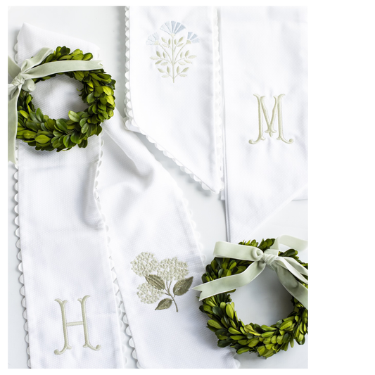 Pique Scallop Trim Wreath Sash