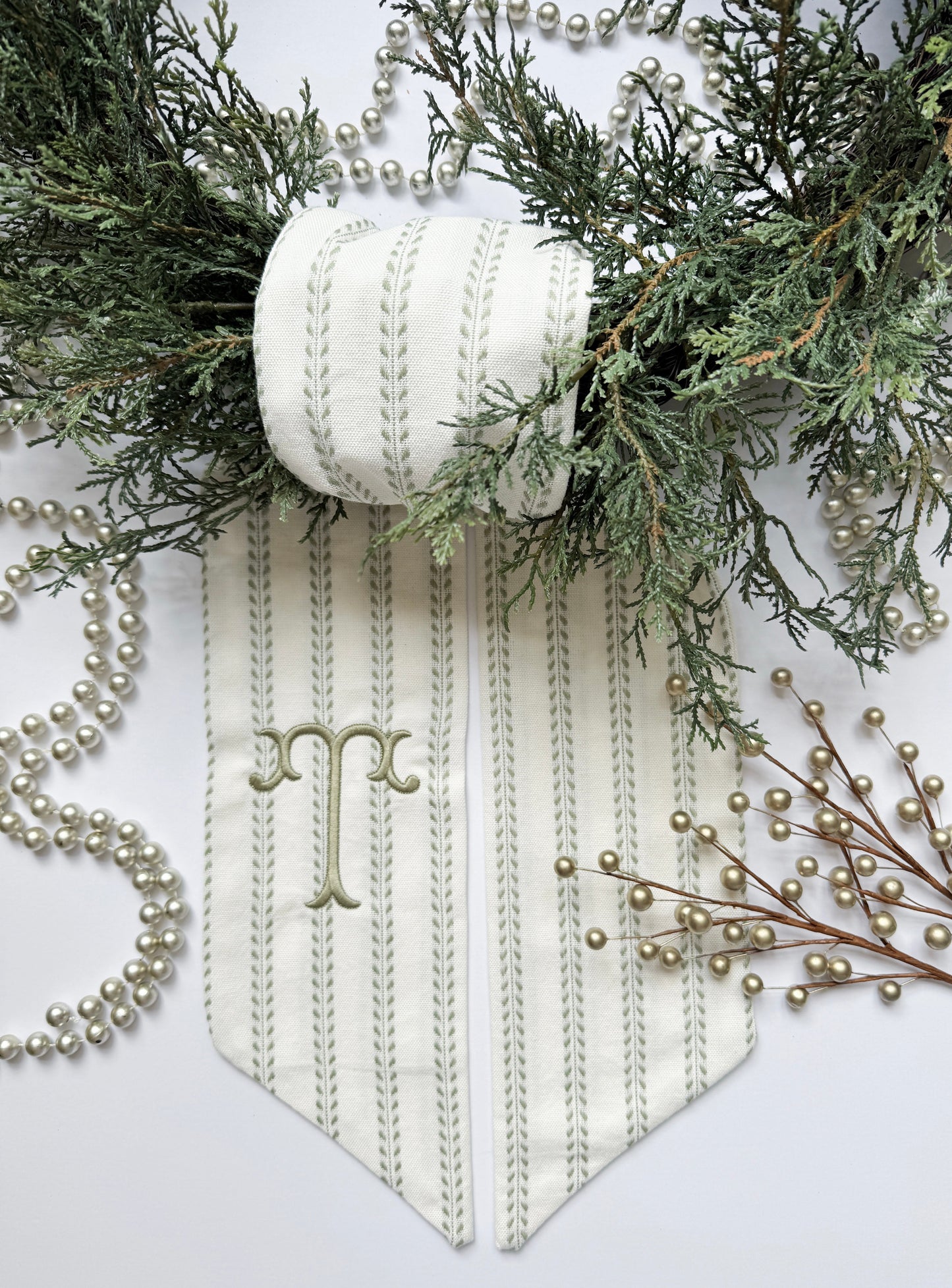 Verdant Wreath Sash Tice & Co. Embroidery and Design