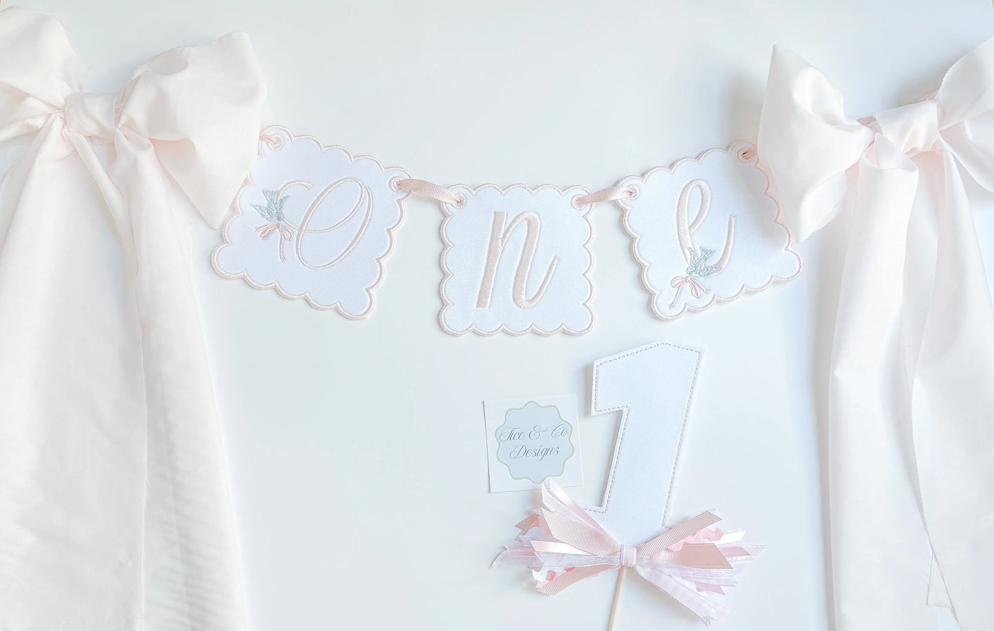 Pastel Pink “Time Flies” Party Suite (Hat Included) Petite Petal Embroidery Atelier