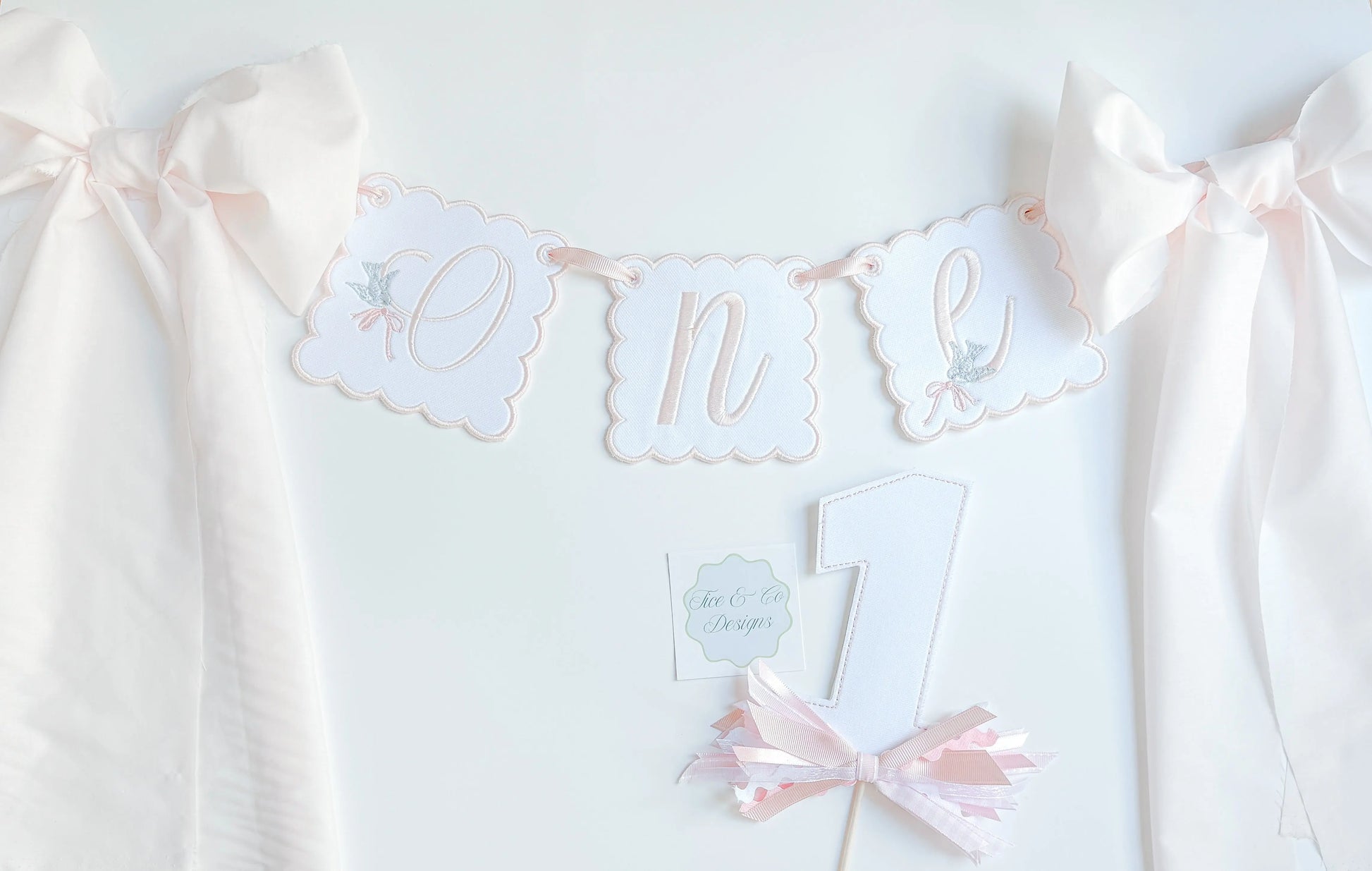 Pastel Pink “Time Flies” Party Suite (Hat Included) Petite Petal Embroidery Atelier