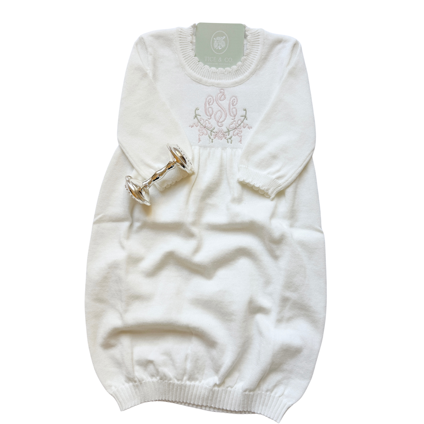 Scalloped Newborn Knit Gown Southern Proper Blanks