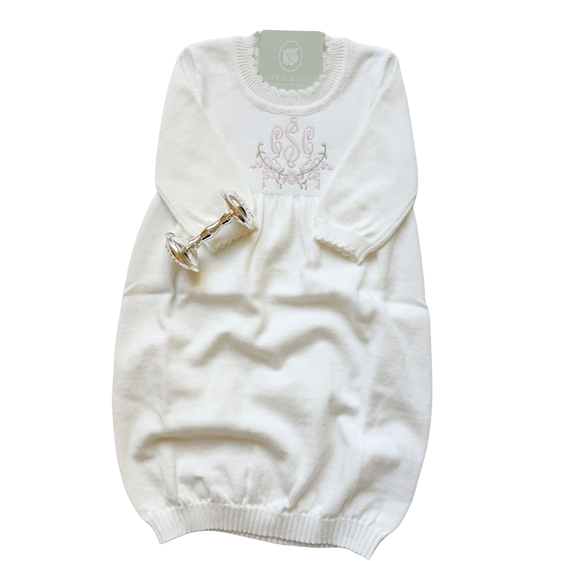 Scalloped Newborn Knit Gown Southern Proper Blanks